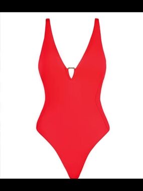 NWT TA3 Swim Hi Cut Plungey Sculpting One Piece Swimsuit Red XL Reg/Long